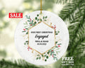 Our First Christmas Engaged Personalized Ornament - Engagement Announcement Couple Gift - Greenery Frame