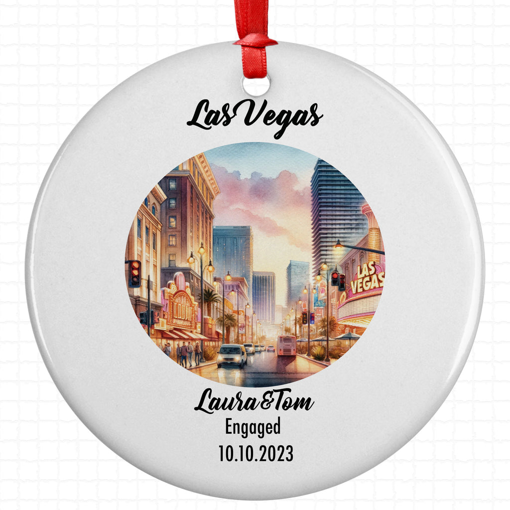 Las Vegas Downtown Ornament, Engagement, Married, Travel, Gift for Engaged Couple, Engagement Gift, Trip, Vacation Souvenir