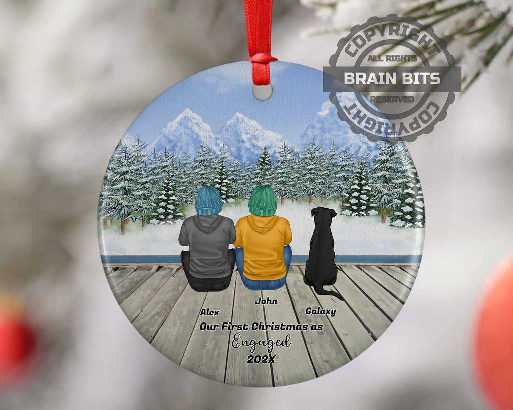 Personalized Mr and Mr Gay Couple Christmas Ornament Pet Custom Ceramic Keepsake Couples Dog Cat Owners Married Holiday Gift Winter Scene
