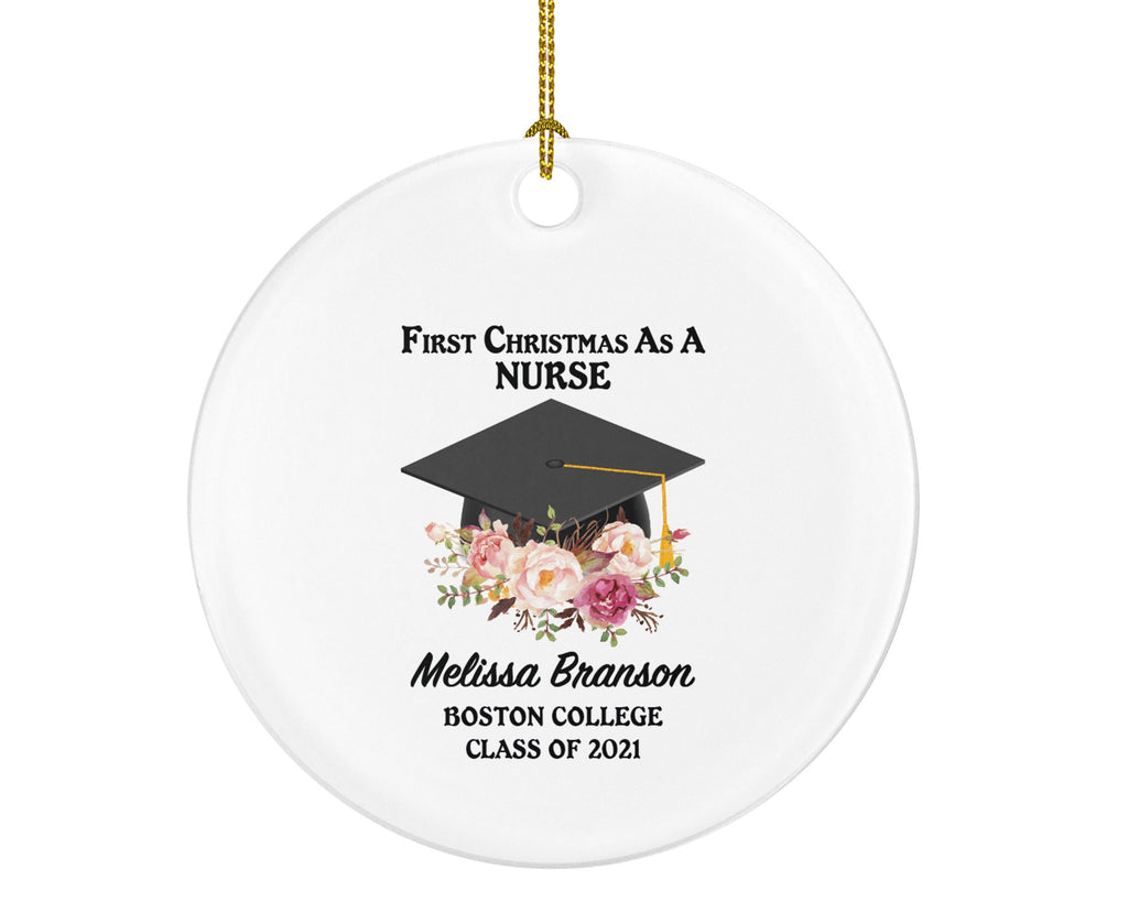 Personalized Graduation Christmas Ornament - Class of Custom Gift for Graduate Masters Bachelor Doctorate College High School Degree Name
