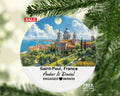 Personalized Saint-Paul France Christmas Ornament, Medieval Walls, Cobblestone Streets, Mr & Mrs Wedding, Engagement, or Honeymoon Keepsake for Couples