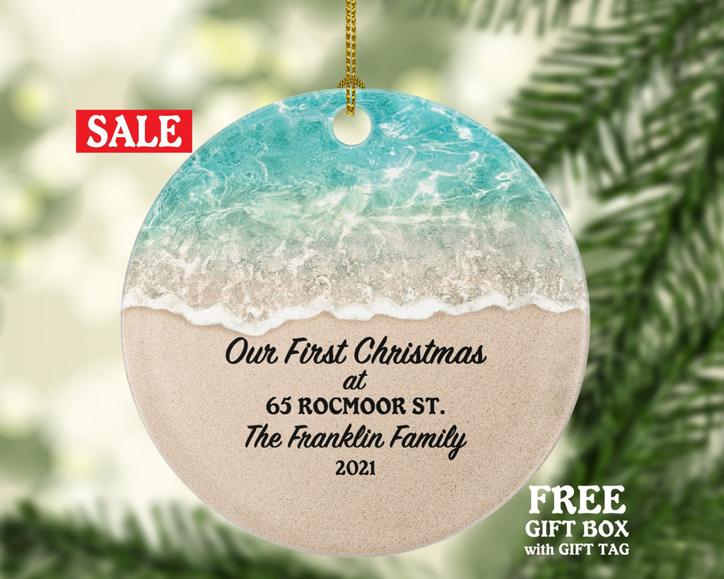 Personalized New Home Ornament - New Home Christmas Ornament - Beach House Ornament