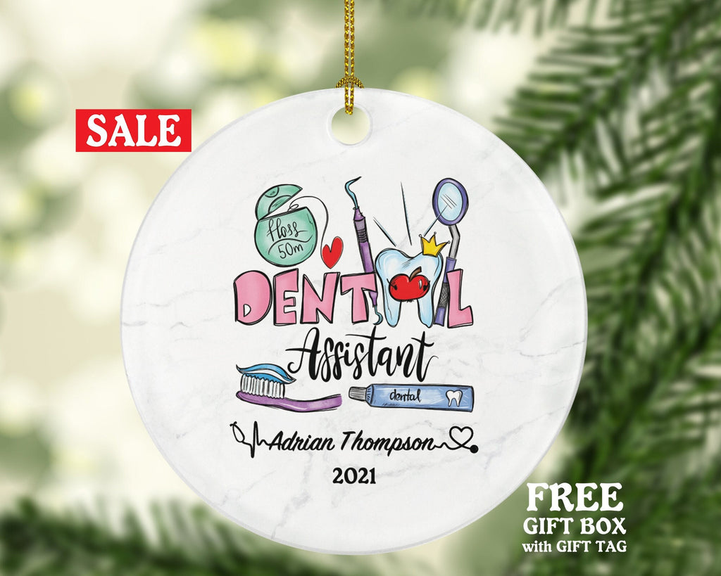 Dental Assistant Christmas Ornament Personalized - Dentist Assistant Gift Graduation Custom Occupational Orthodontist Occupation Gift