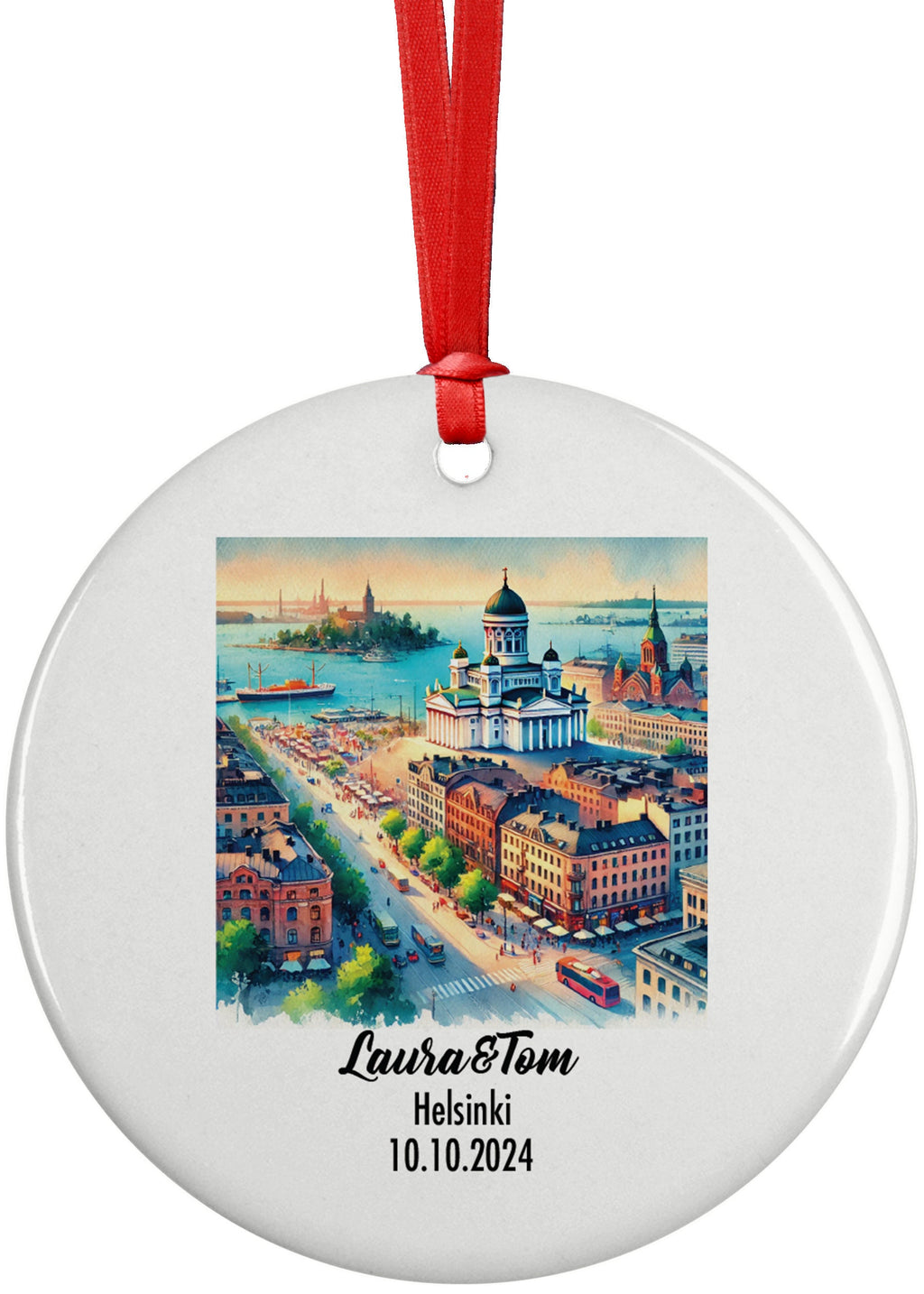 Helsinki, Finland, Ornament, Engagement, Married, Travel, Gift for Engaged Couple, Engagement Gift, Trip, Vacation Souvenir