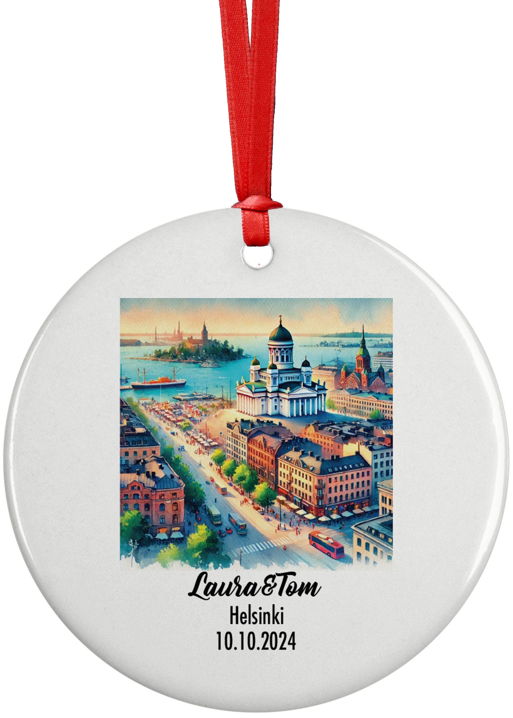 Helsinki, Finland, Ornament, Engagement, Married, Travel, Gift for Engaged Couple, Engagement Gift, Trip, Vacation Souvenir