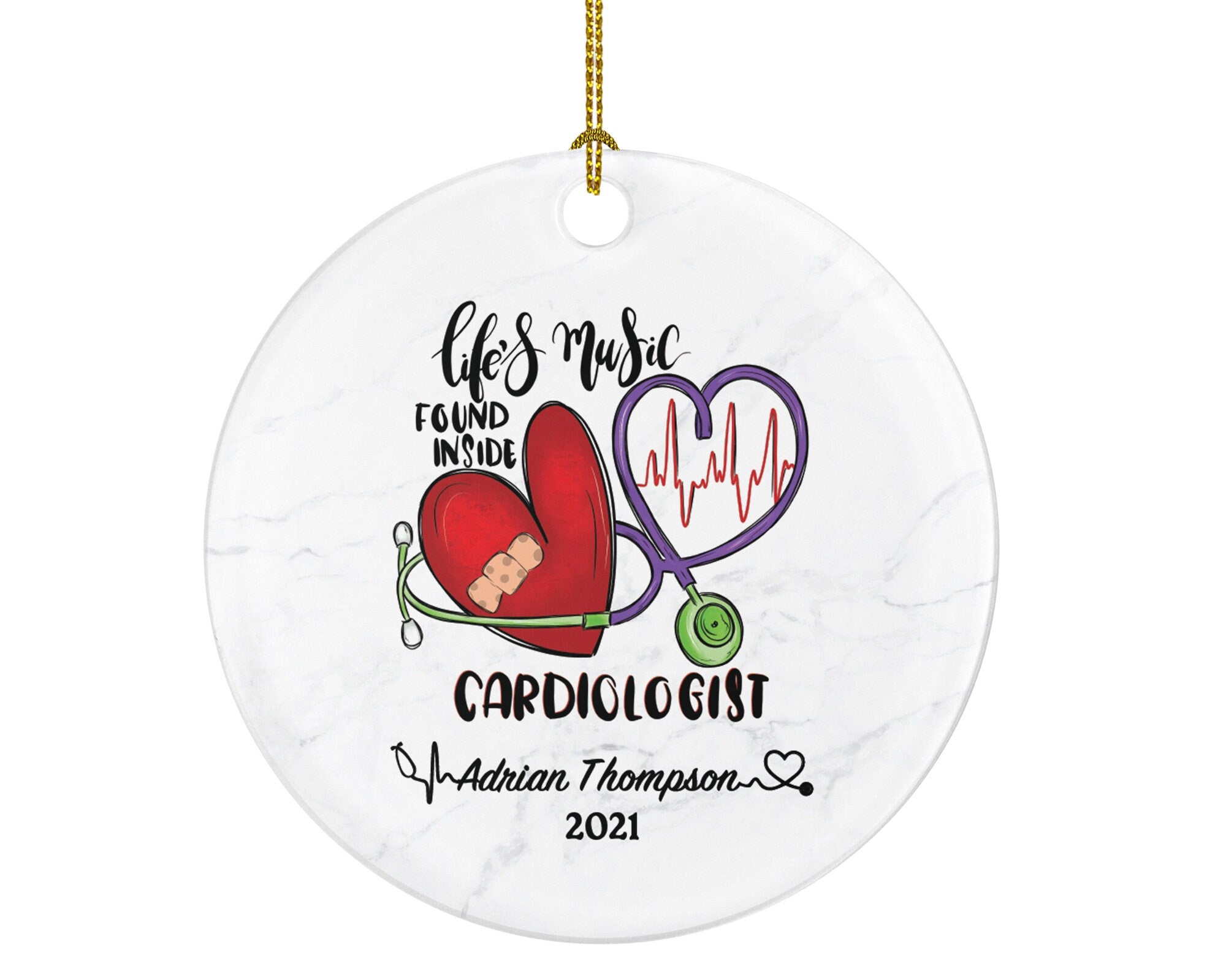 Cardiologist Medical Cardiac Doctor Christmas Ornament Personalized - Health Worker Gift from Patient for Physician Practitioner MD