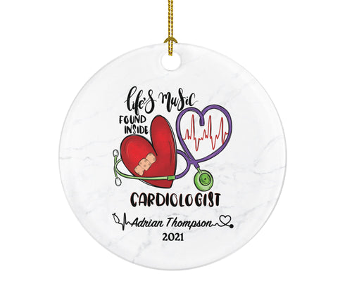 Cardiologist Medical Cardiac Doctor Christmas Ornament Personalized - Health Worker Gift from Patient for Physician Practitioner MD
