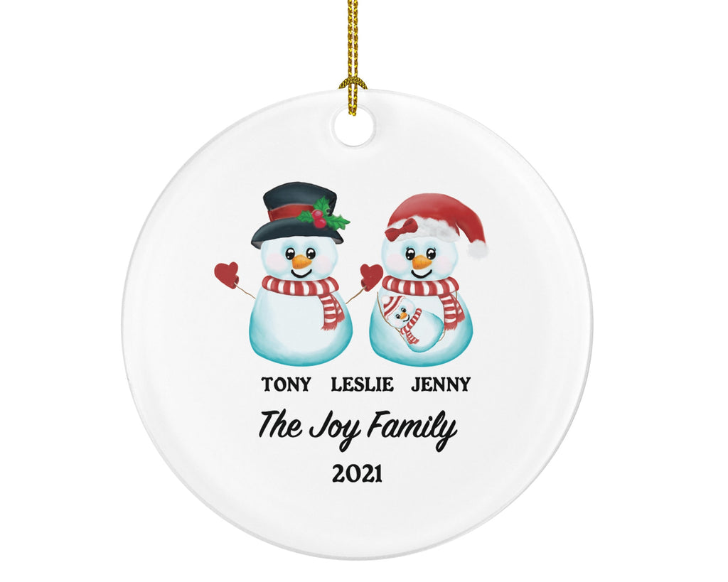Family of 3 Christmas Ornament Personalized - Parents Mother Father Child Girl Boy Mom Dad Gift - Snowmen Family with Infant