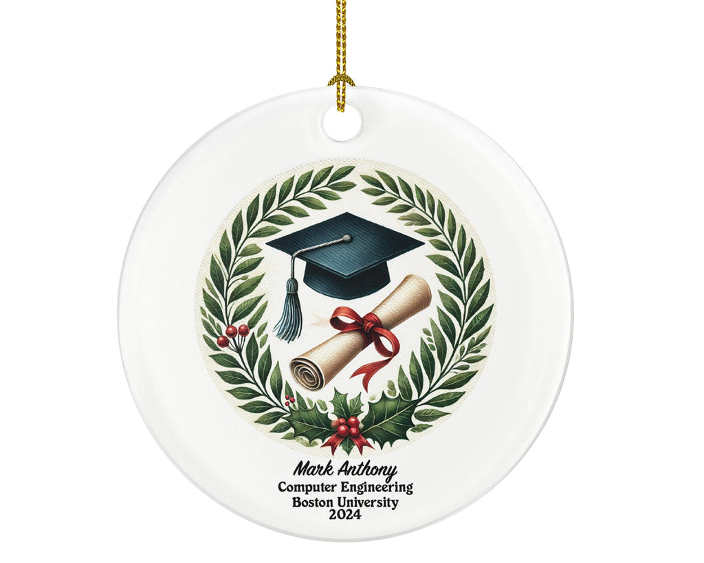 Personalized Graduation Christmas Ornament - Class of Custom Gift for Graduate Masters Bachelor Doctorate College High School Degree