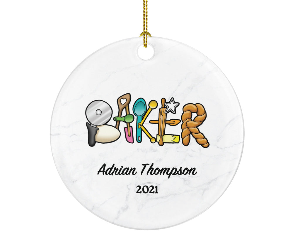 Baker Christmas Ornament Personalized - Bakery Pastry Gift for a Chef Custom Name Cook Cooker Cook Dessert Boss Employee Gift