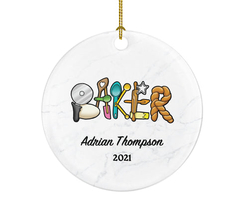 Baker Christmas Ornament Personalized - Bakery Pastry Gift for a Chef Custom Name Cook Cooker Cook Dessert Boss Employee Gift
