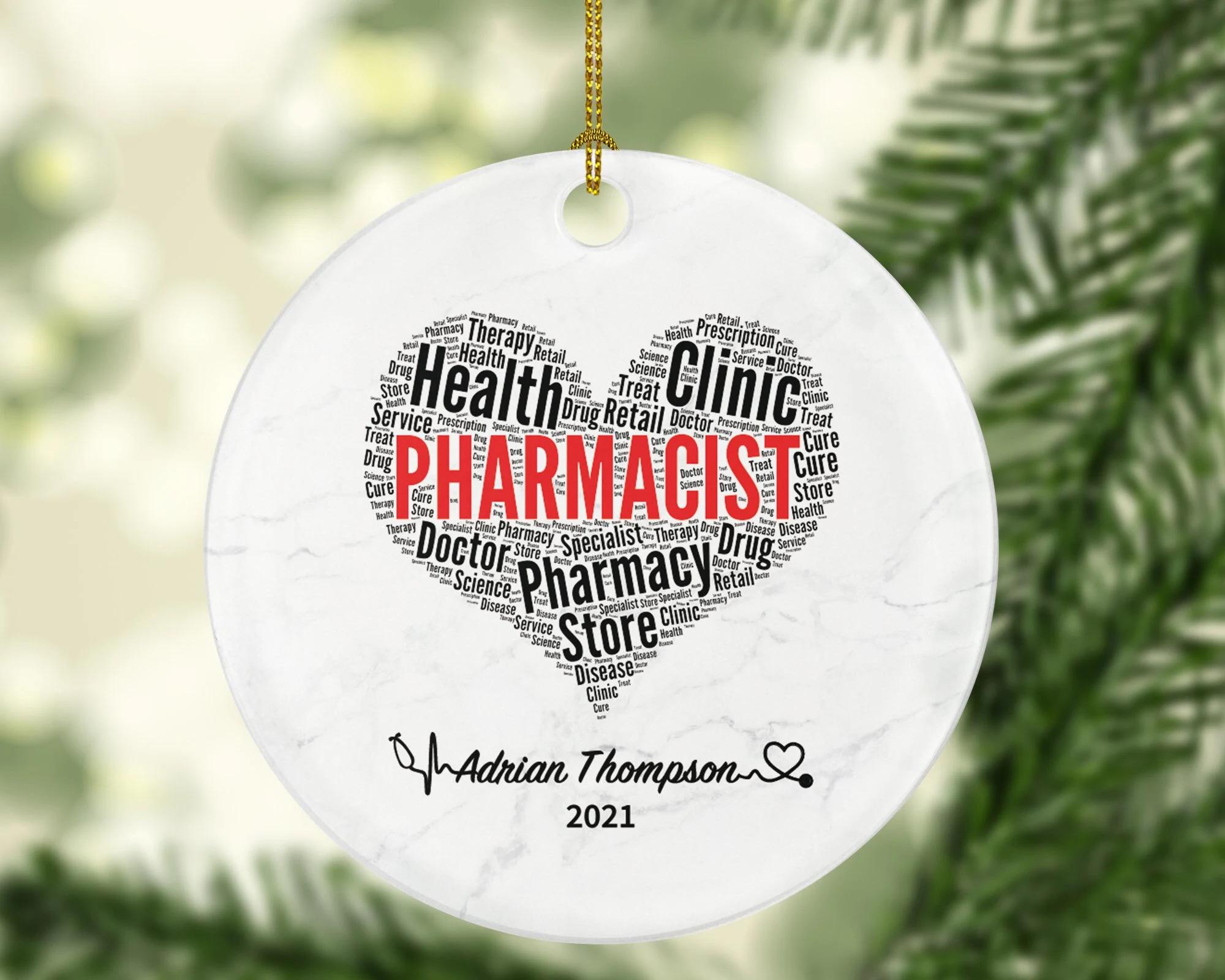 Pharmacist Christmas Ornament Personalized Gift for Pharmacy Worker
