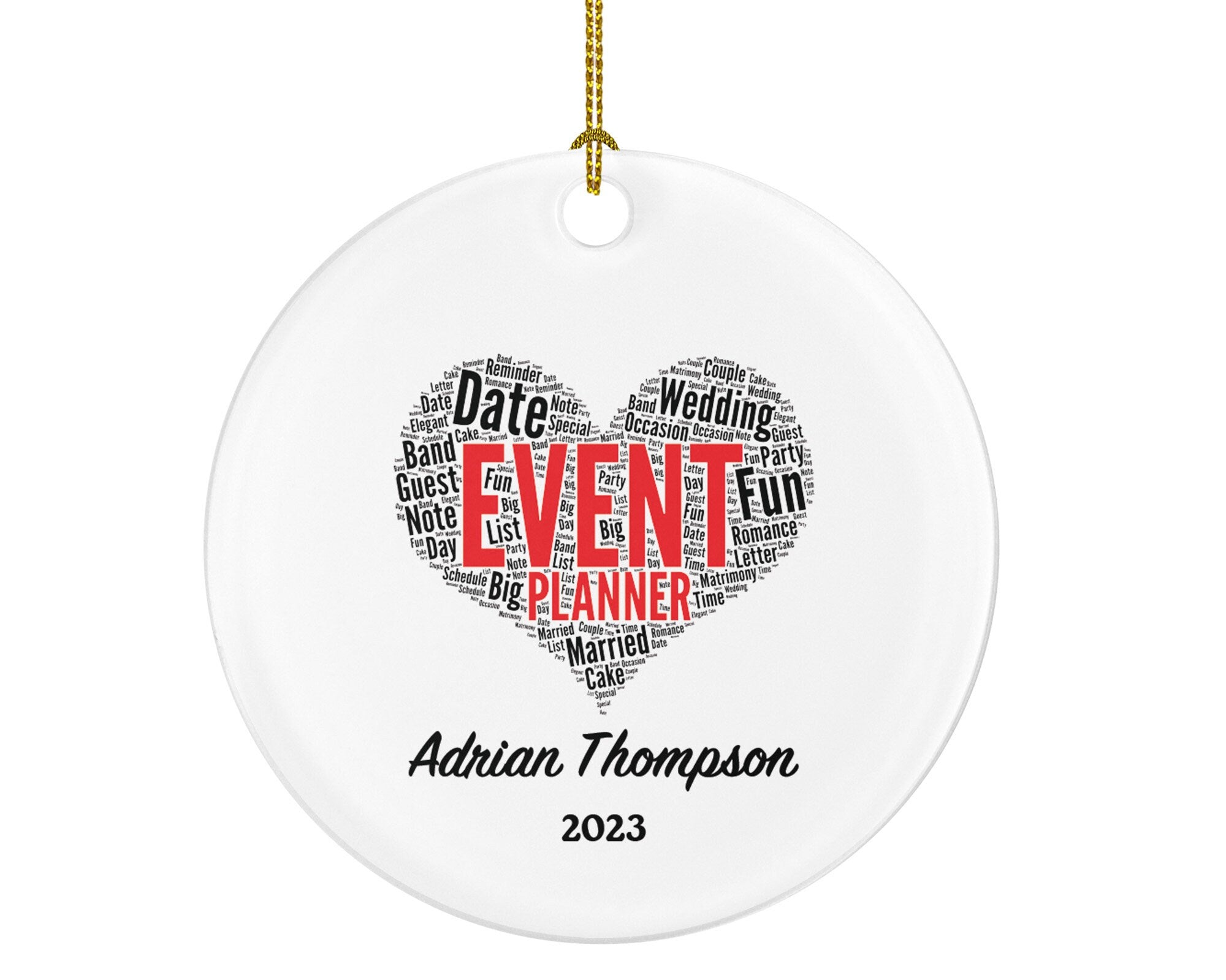Personalized Event Planner Christmas Ornament - Word Art Gift