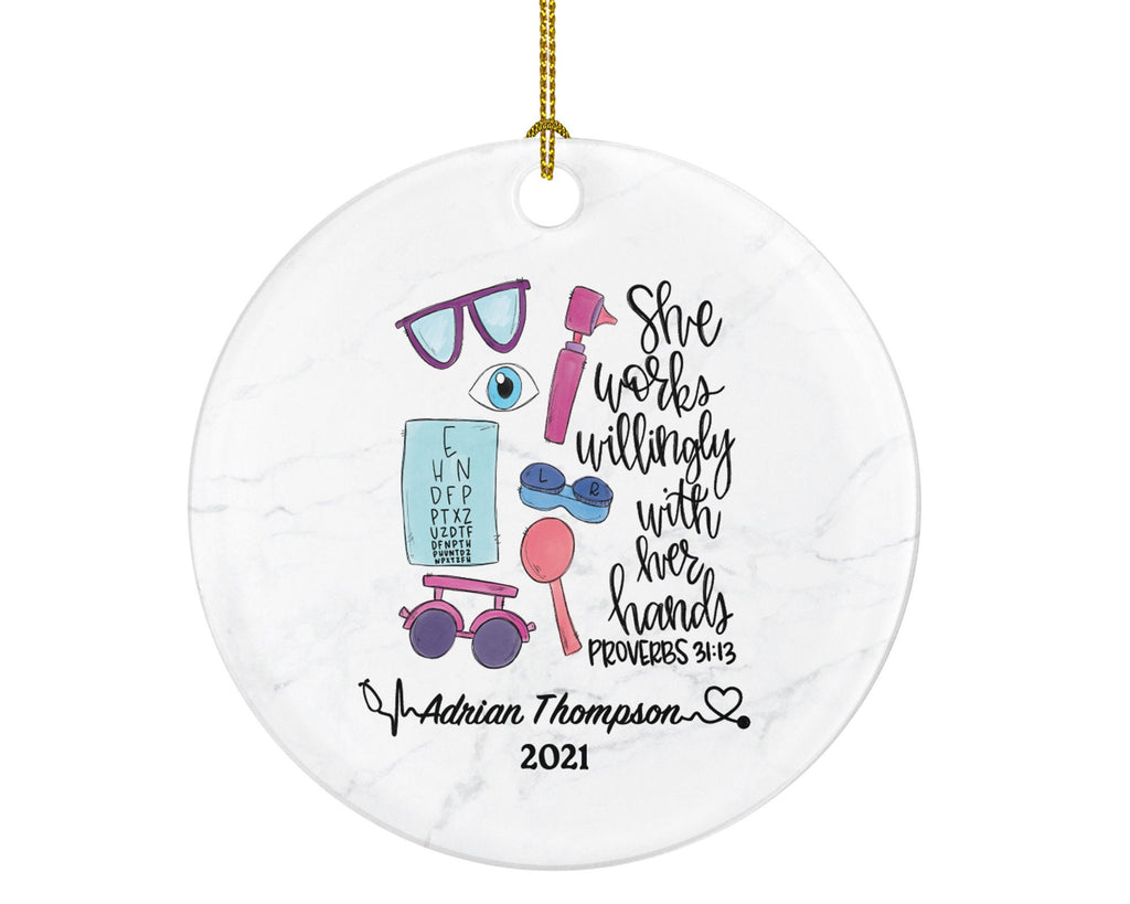 Optometrist Christmas Ornament Personalized - Eyes Seeing Doctor Visual System Gift Graduation Appreciation Gift for Female or Male