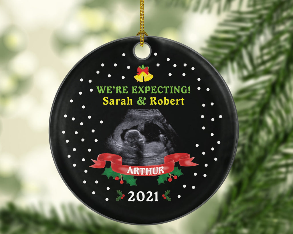 Baby's First Selfie Sonogram Photo Pregnancy Announcement Ornament We're Were Expecting Christmas New Baby Girl Boy Pregnant Parents Gift