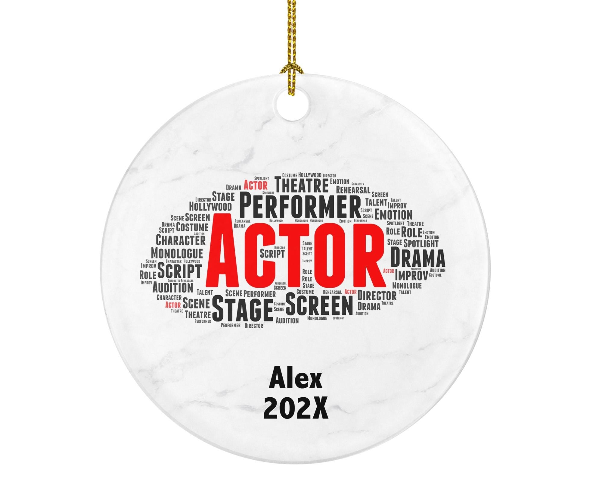 Personalized Actor Christmas Ornament – Theatre and Drama Gift – Stage Performer Ornament – Custom Actor Holiday Keepsake