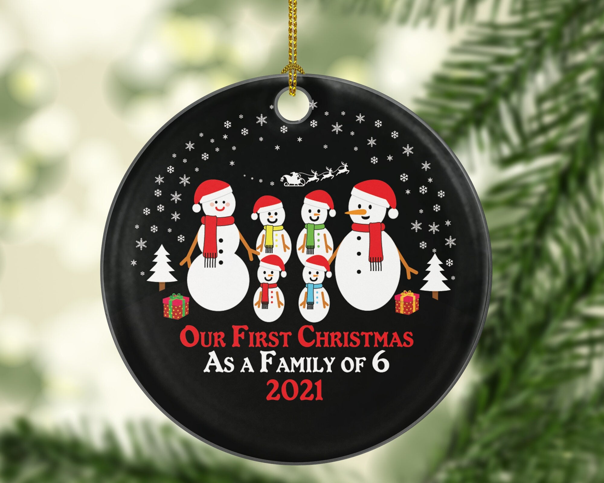 Our First Christmas As A Family Of 6 Christmas Ornament Snowman Six Snowmen Big Large Kids Children Mom Dad New Mommy Daddy Baby Girl Boy