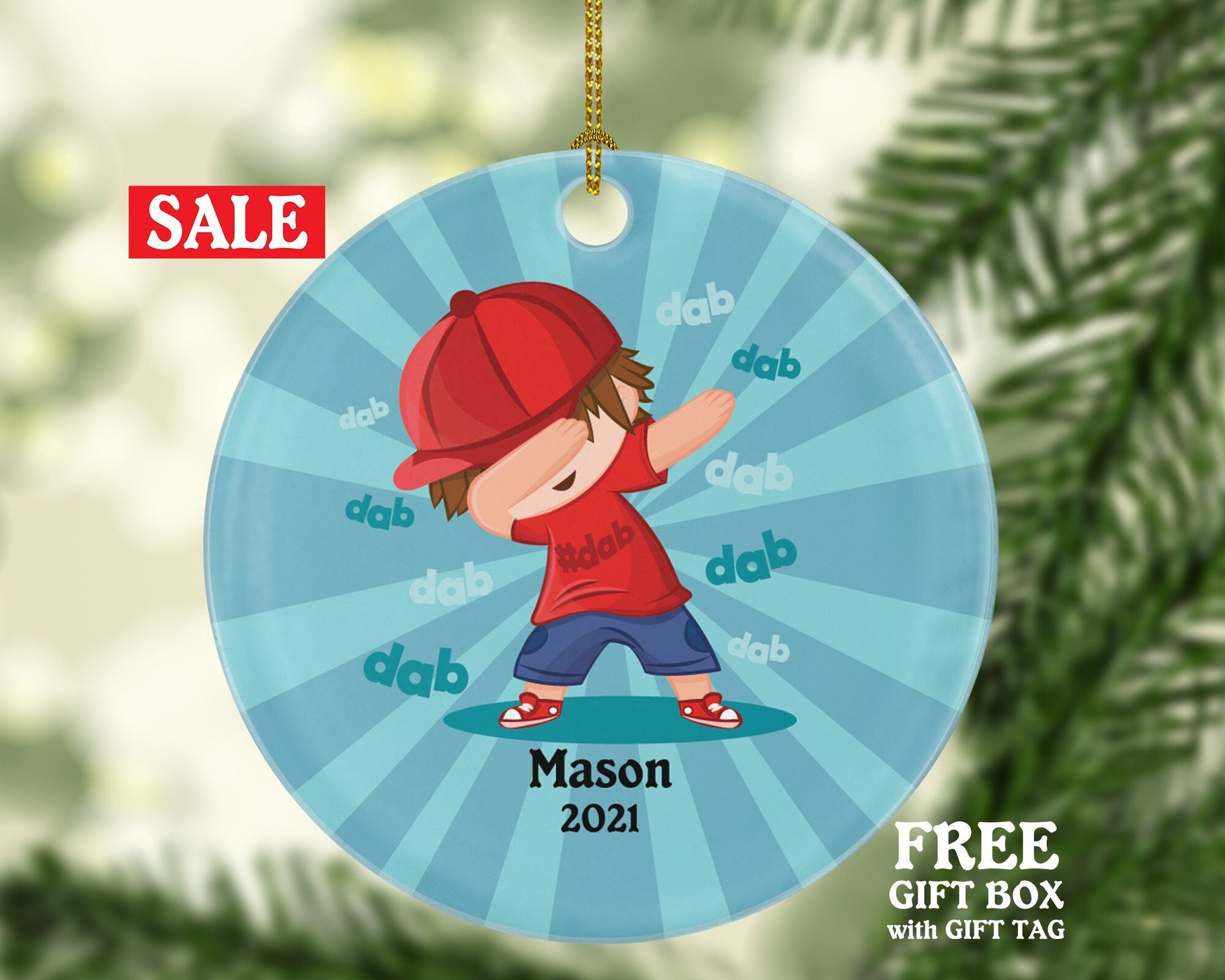 Dabbing Boy Personalized Christmas Ornament / Dabbing Boy Personalized Christmas Ornament / Dance Boy / Dabbing Ornament / Dab Ornament