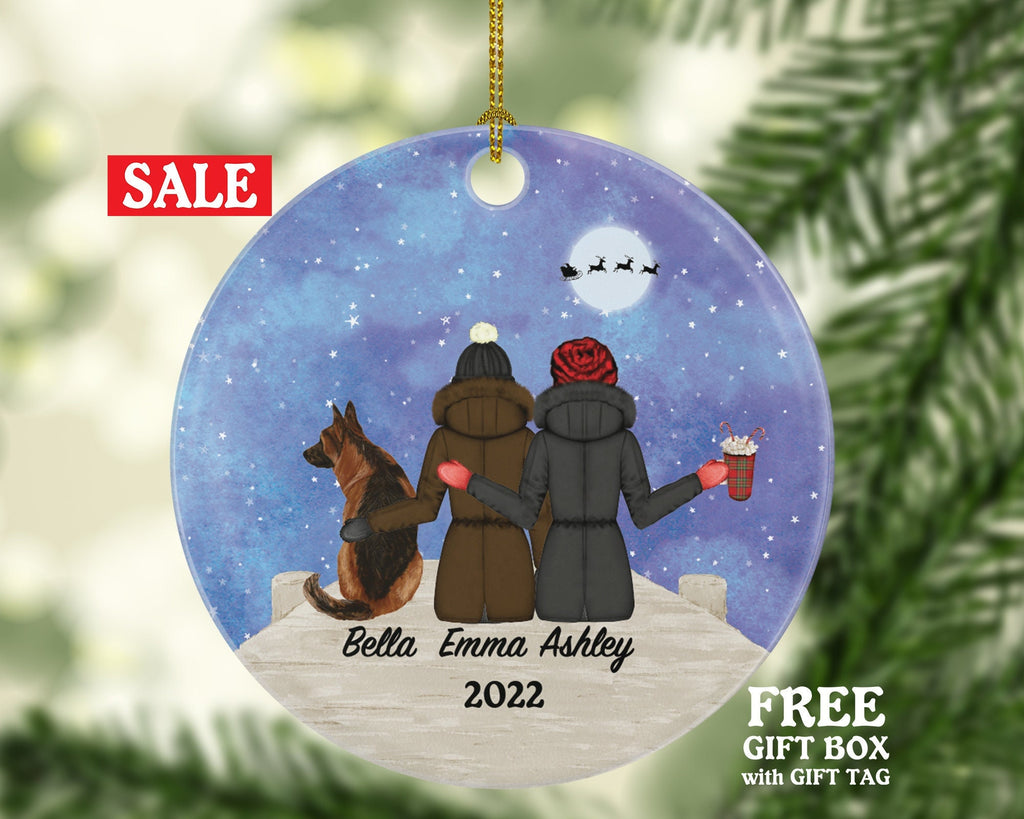 Lesbian Couple with Dog Cat Pet Christmas Ornament Personalized Lover Portrait Gay Present for LGBTQ Love is Same Sex Horse Rabbit Bird