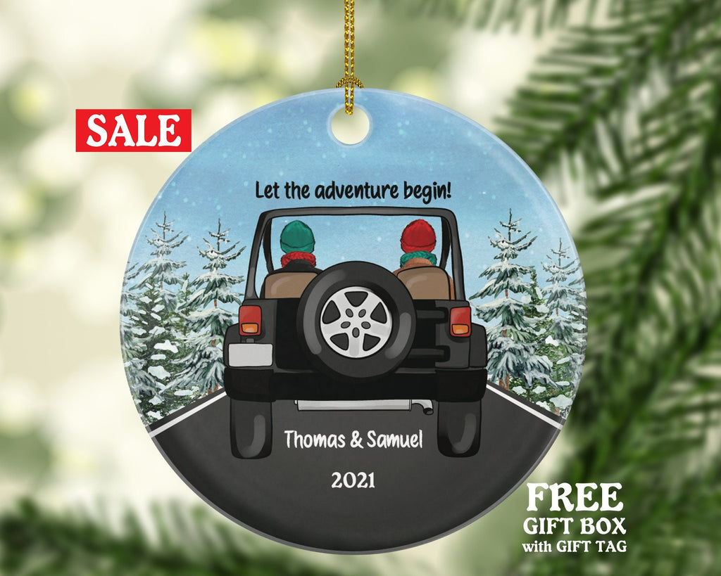 Car Driving Friends Christmas Ornament - Traveled Together First Trip Male Boy Personalized New Car Gift for SUV Adventure
