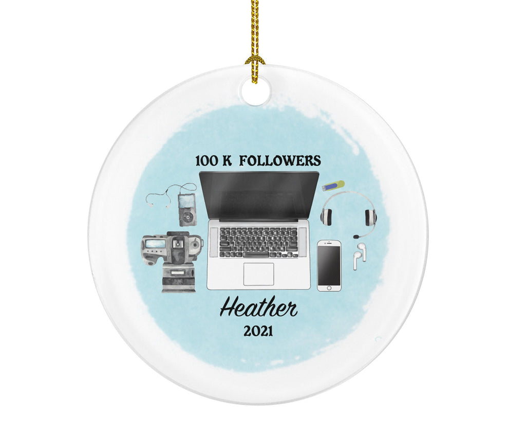 Video Creator Social Media Influencer Youtuber Ornament, Youtube Addict Followers Vlog Vlogger Blogger Christmas Personalized Gift