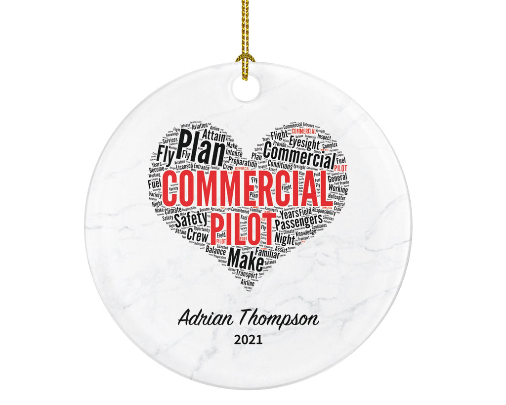 Commercial Pilot Christmas Ornament Personalized - Custom Gift For Commercial Pilot