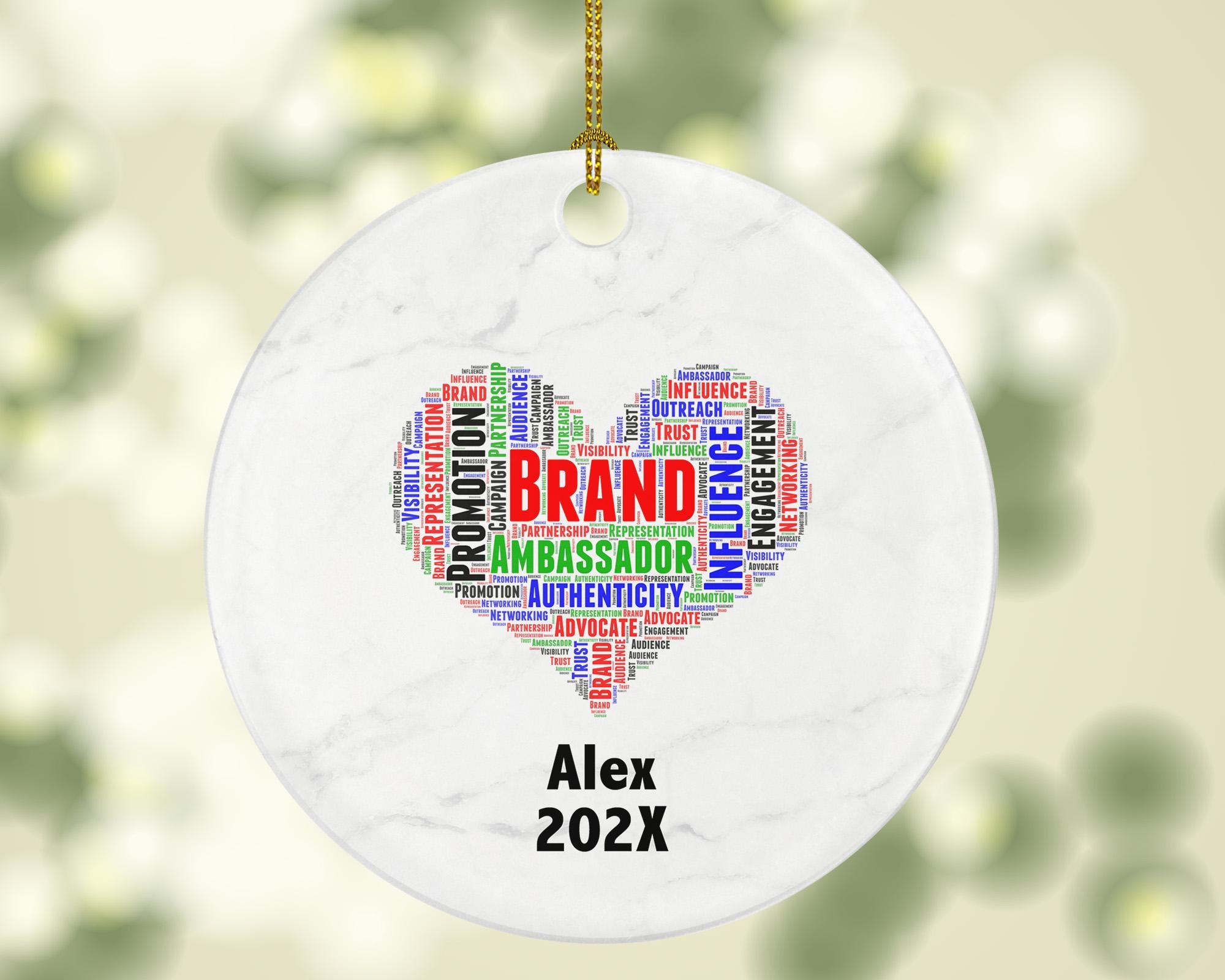 Personalized Brand Ambassador Christmas Ornament – Custom Marketing Gift – Social Media Influencer Ornament – Business Keepsake