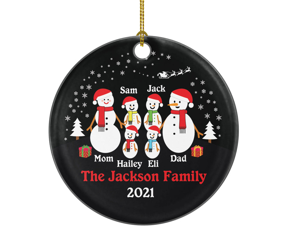 Personalized Family of 6 Christmas Ornaments Snowman Snowmen Six Big Large Kids Children Mom Dad New Mommy Daddy Baby Girl Boy Father Mother
