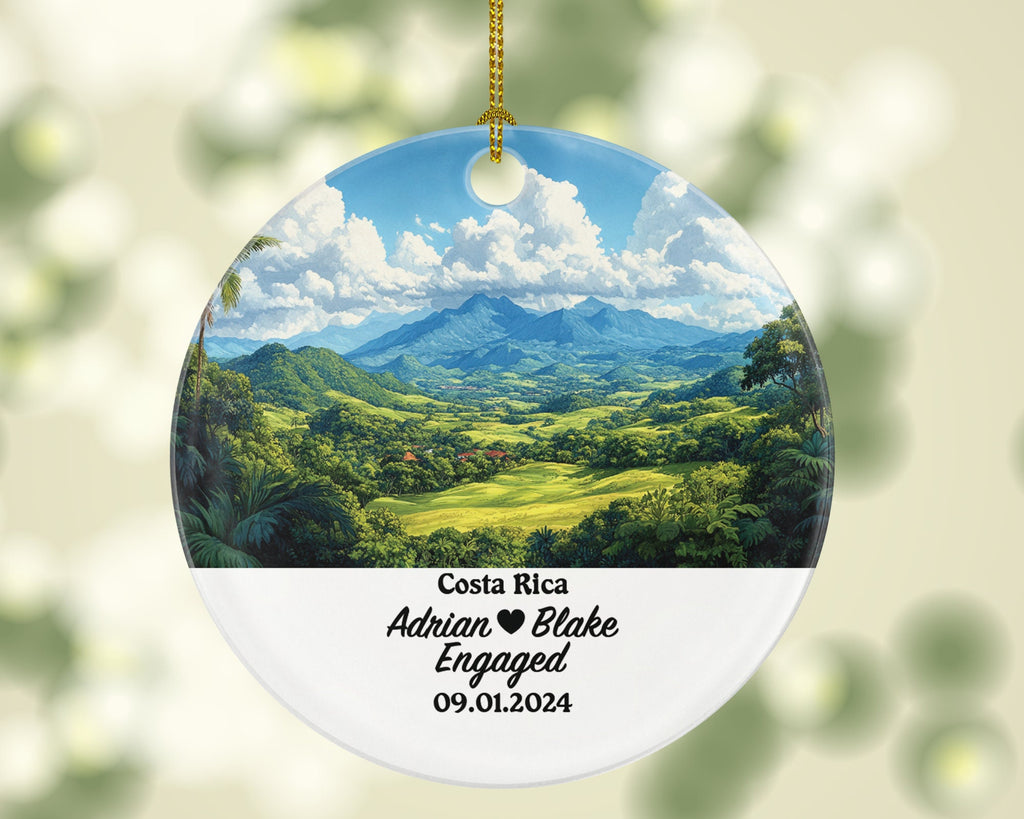 Costa Rica Christmas Ornament Personalized - Engaged Married Family Together Couple Travel Honeymoon Engagement Marriage