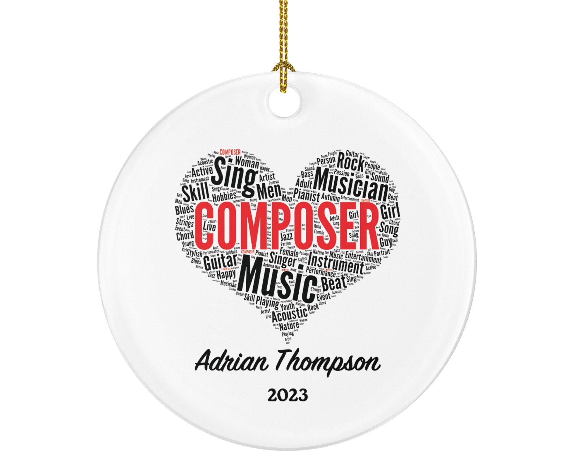 Composer Christmas Ornament Personalized - Musician Musical Gift for Composer - Custom Name Year