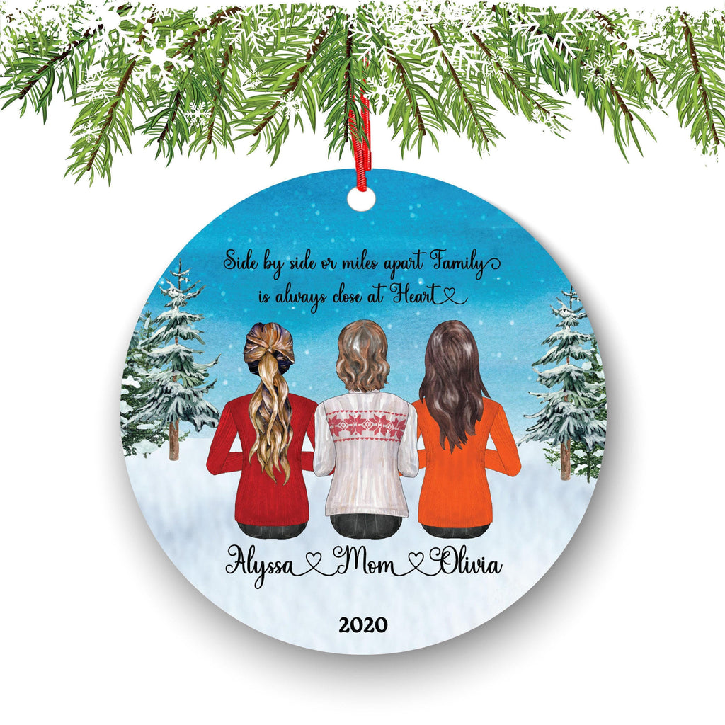 Christmas Ornament: Personalized Mom and Daughter Portrait (Gift Box Included)