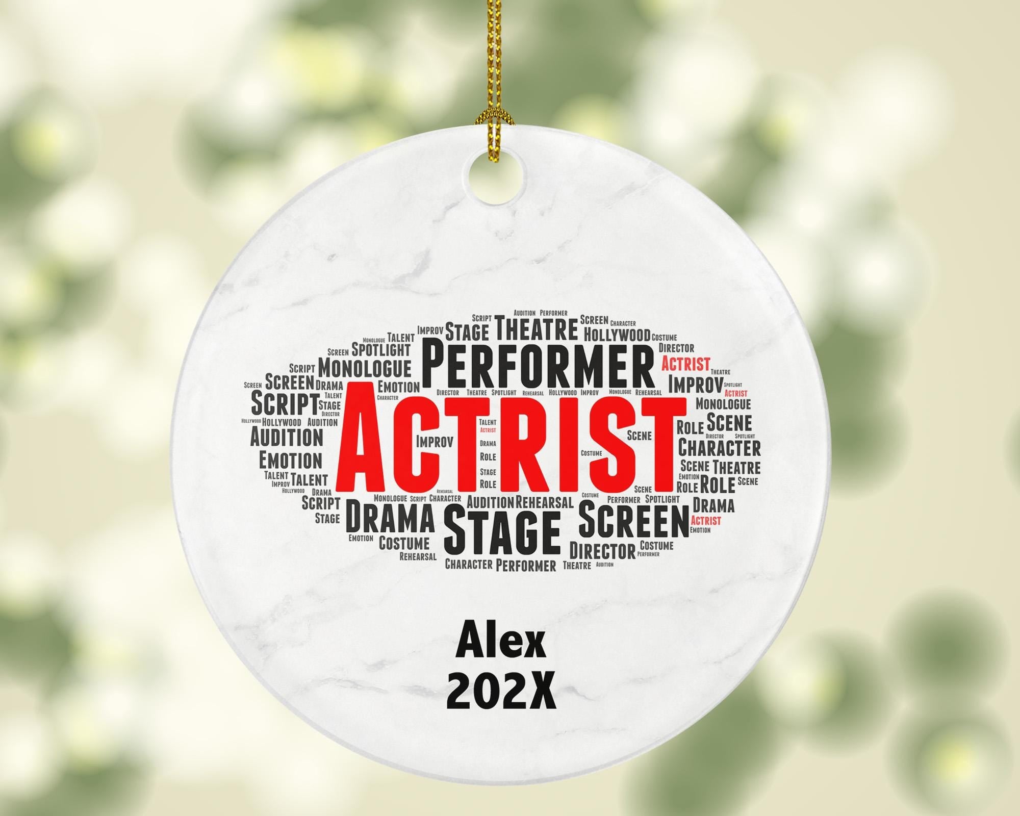 Personalized Actress Christmas Ornament – Theatre and Drama Gift – Stage Performer Ornament – Custom Actress Holiday Keepsake