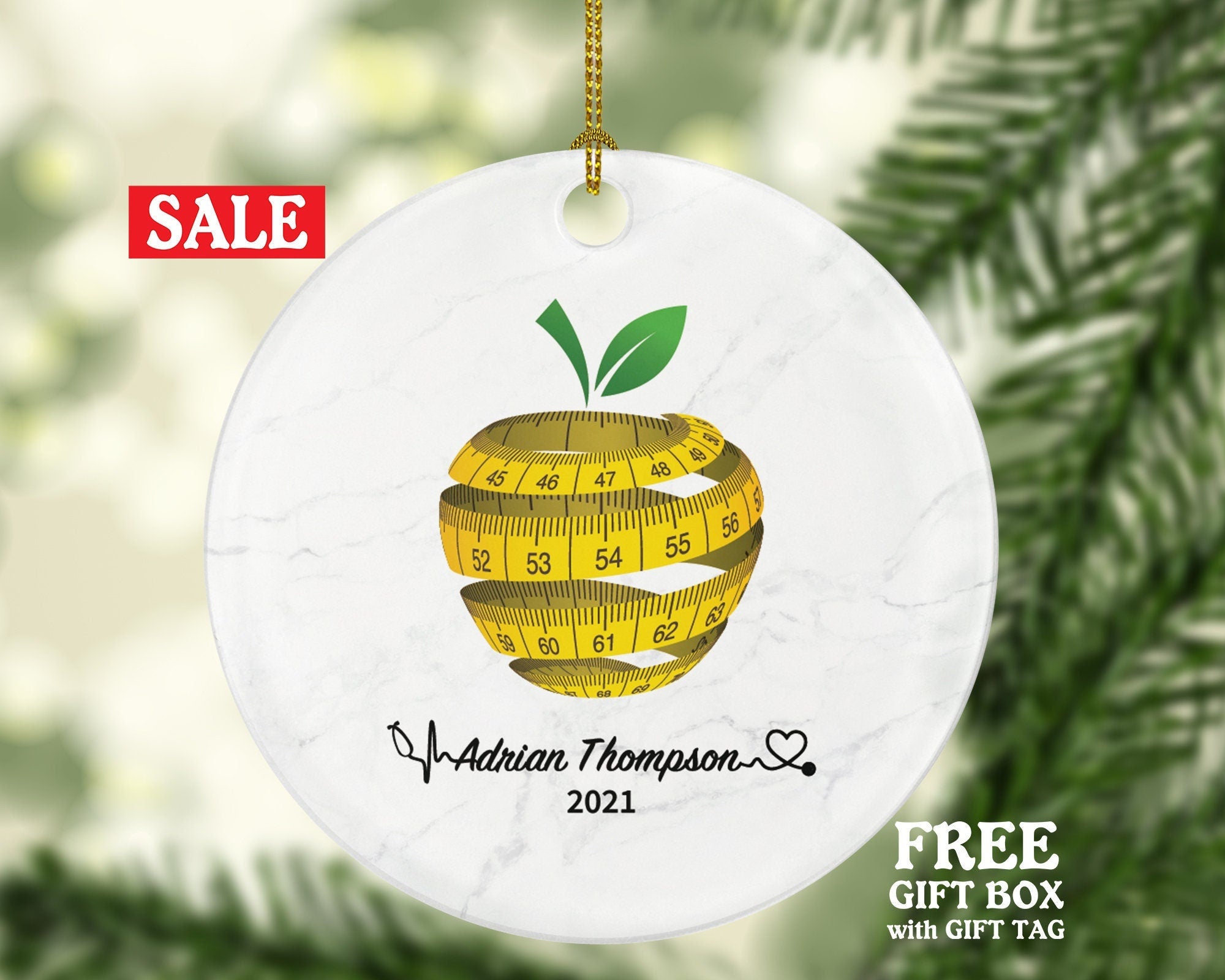 Dietitian Nutritionist Christmas Ornament Personalized Gift -  Custom Name Year