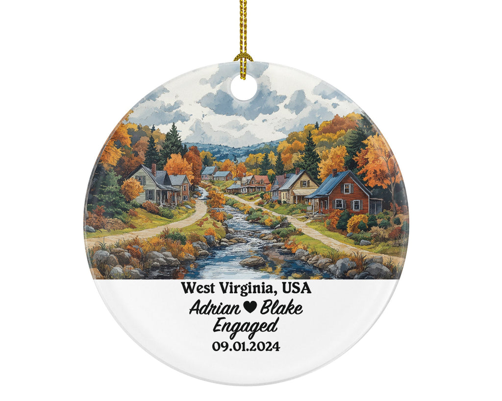 West Virginia Christmas Ornament Personalized - WV Engaged Married Family Together Couple Travel Honeymoon Engagement Marriage