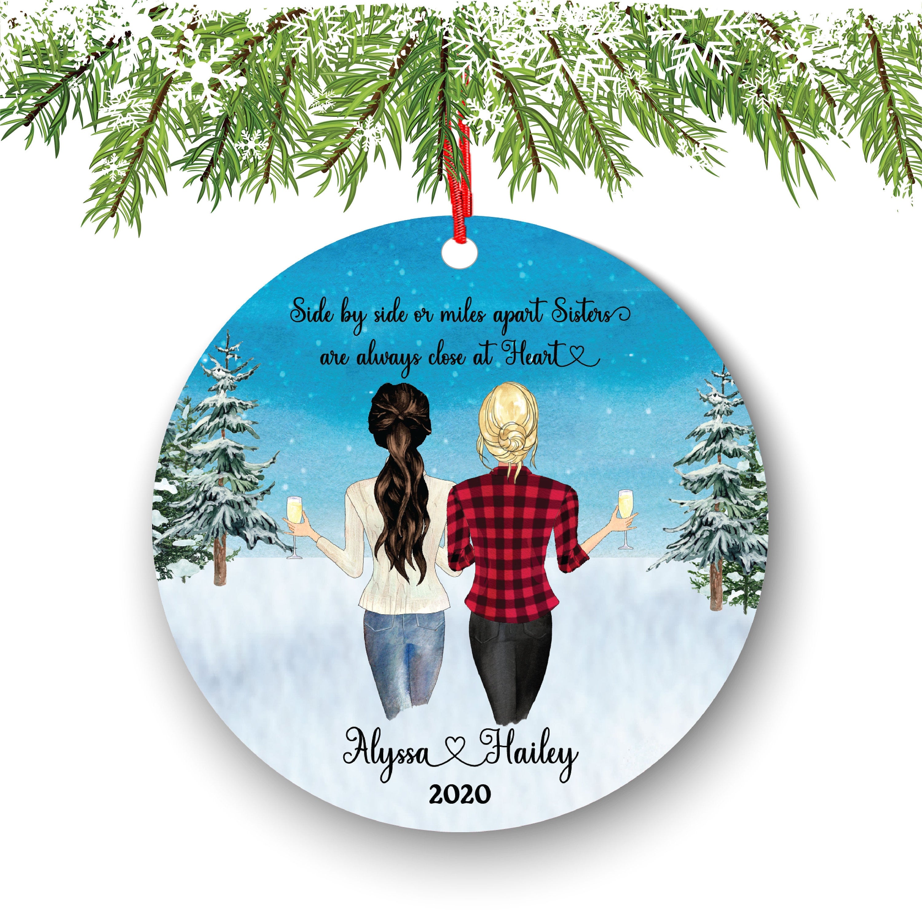 Soul Sisters for 2, Best Friends Christmas Ornament for Sisters, Personalized Ornament, BFF Gift, Personalized Friend Ornament, Besties