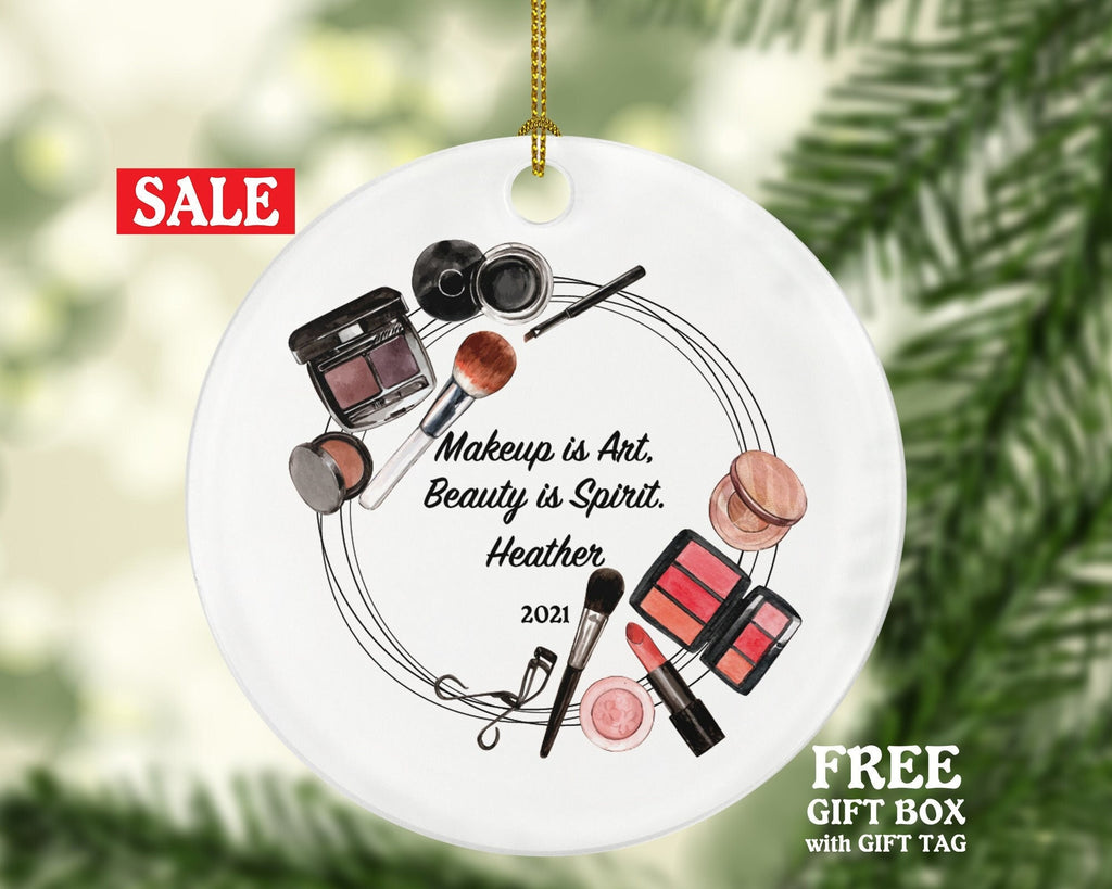 Personalized Beautician Makeup Artist Christmas Ornament - Cosmetology Make up Lover Beauty School hairdresser Salon Owner Stylist