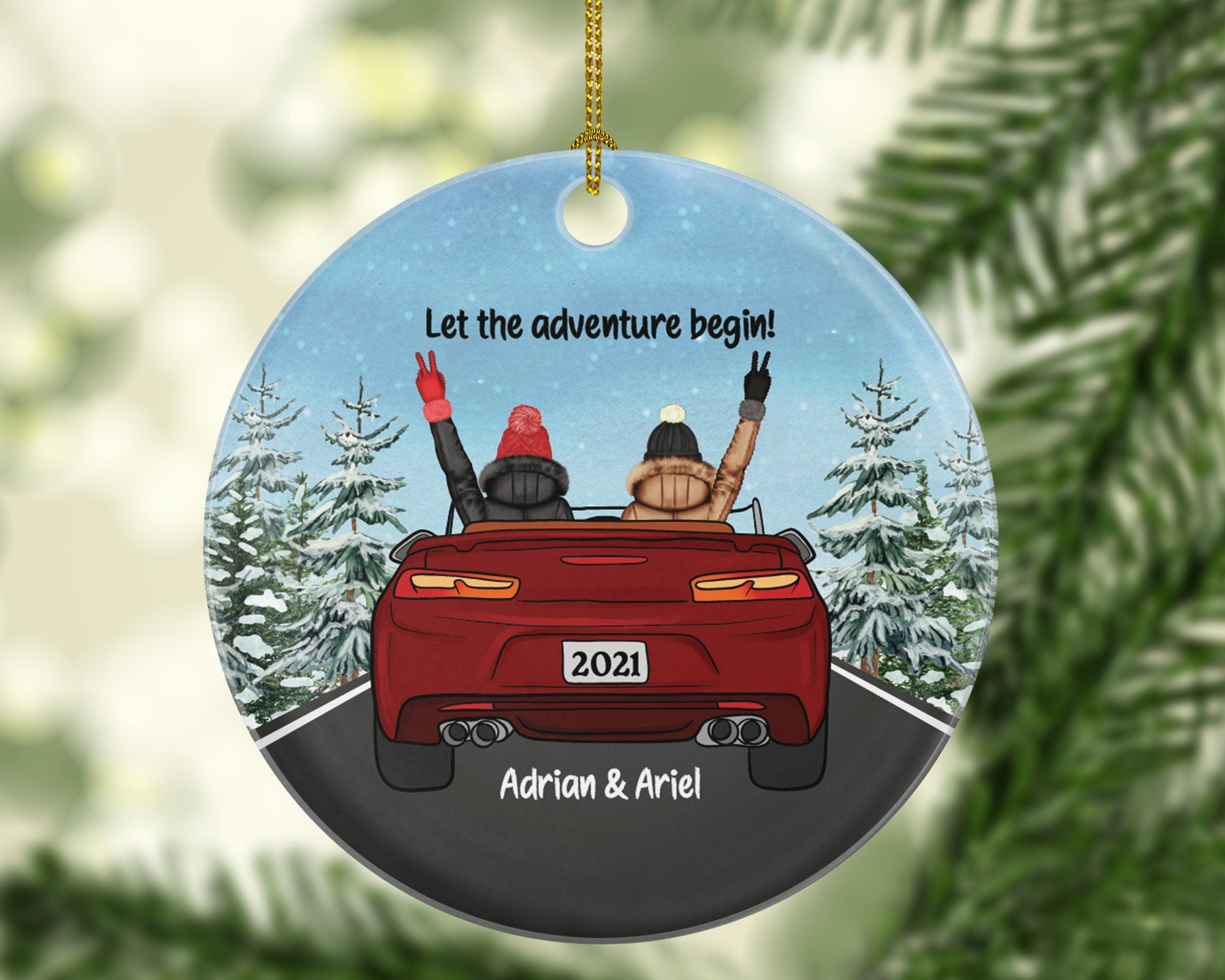 Car Driving Friends Christmas Ornament - Traveled Together First Trip Female Girl Soul Sisters Personalized New Car Gift for Convertible