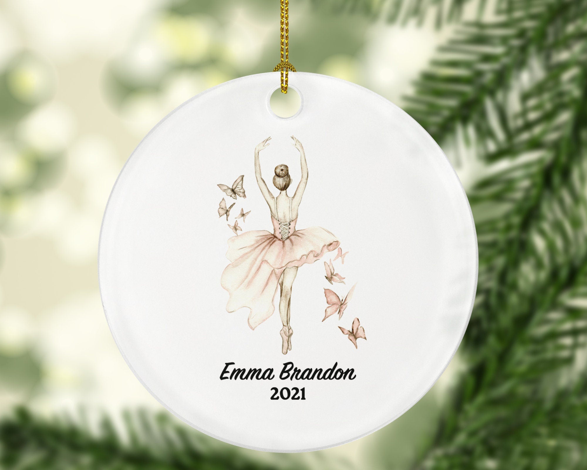 Ballerina Girl Christmas Ornament Personalized - Gift for Dancer Ballet Dance Do Perform Gift for Ballerina
