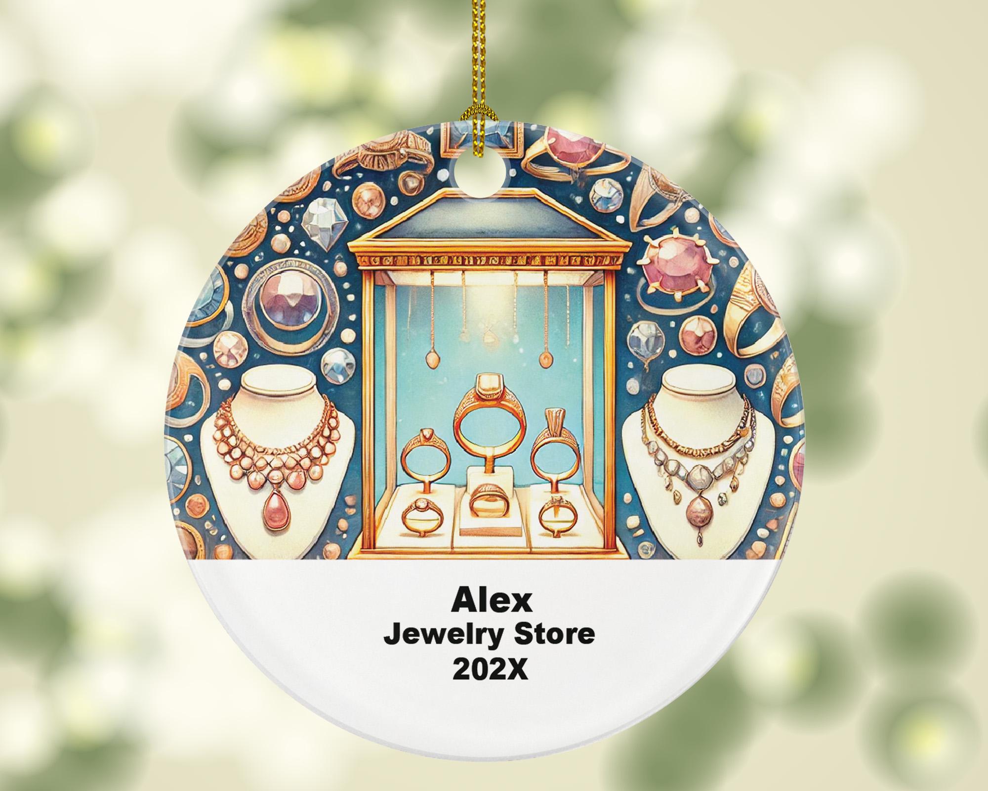 Personalized Jewelry Store Ornament – Custom Jeweler Gift – Boutique Jewelry Business Ornament with Name and Year