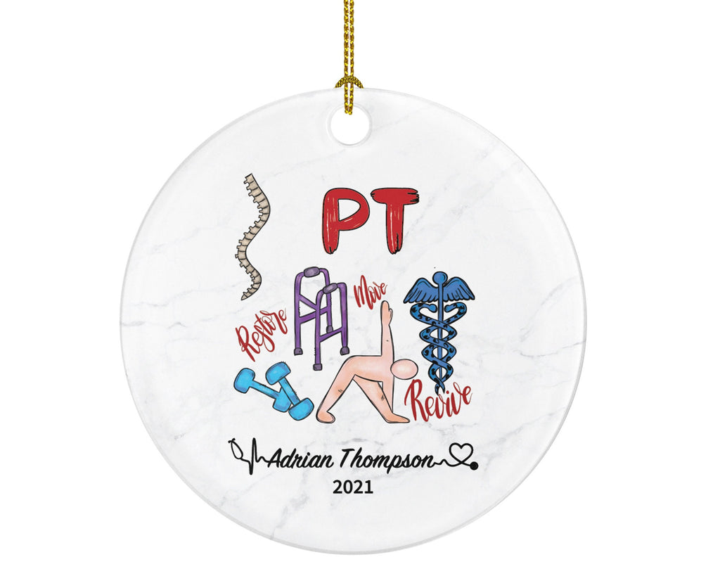 Physical Therapist Christmas Ornament, PT Personalized Gift, Physiotherapist Ornament, Medical Ornament