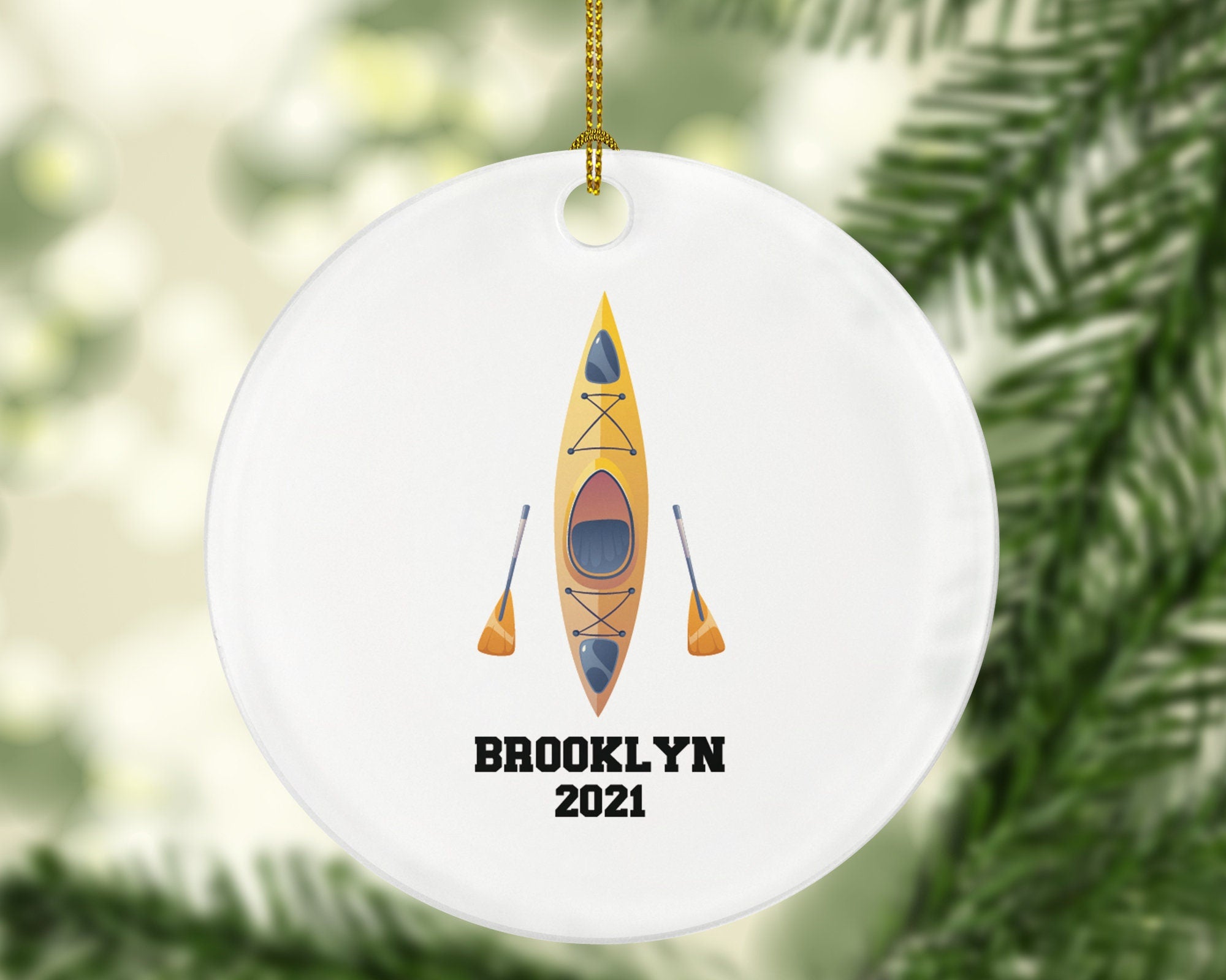 Kayak Christmas Ornament Personalized - Kayaker Gift - Water Sports - Lake Kayaking - Canoeing Christmas