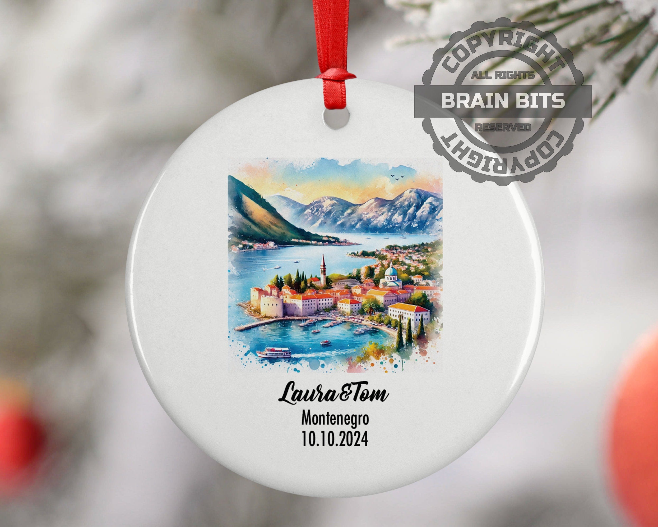 Montenegro, Kotor, Ornament, Engagement, Married, Travel, Gift for Engaged Couple, Engagement Gift, Trip, Vacation Souvenir