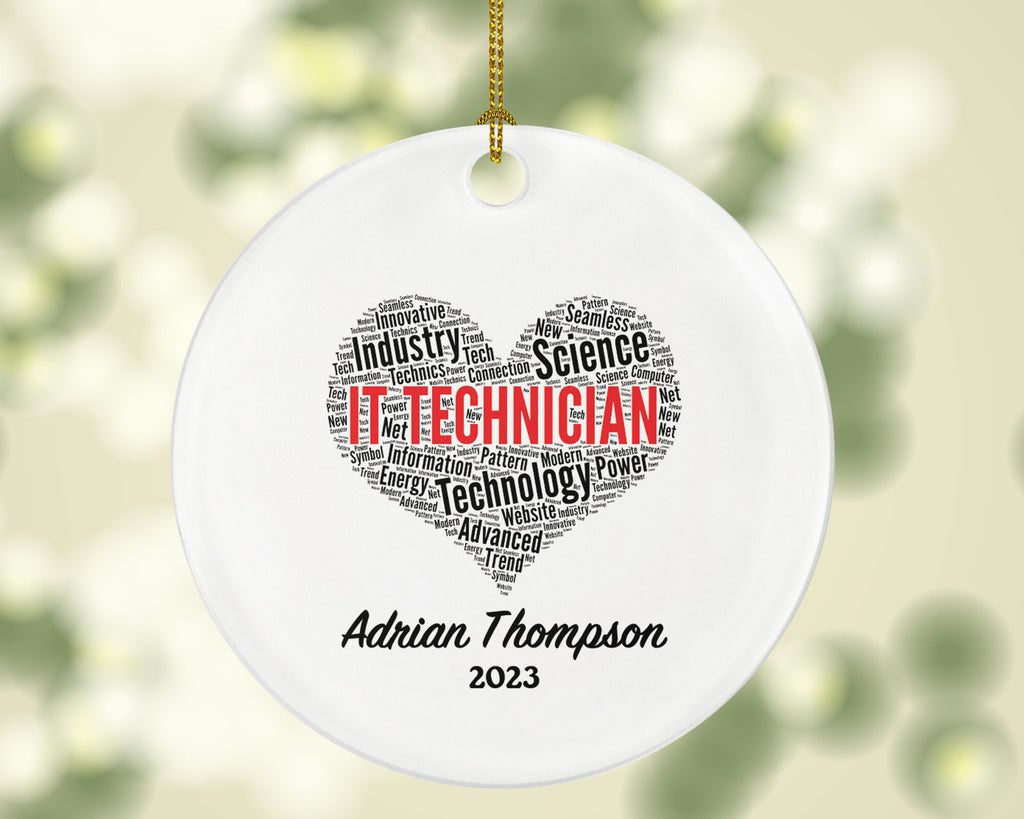 IT Technician Christmas Ornament Personalized - Information Technology Engineer Computer Tech Administrator Specialist Employer Boss