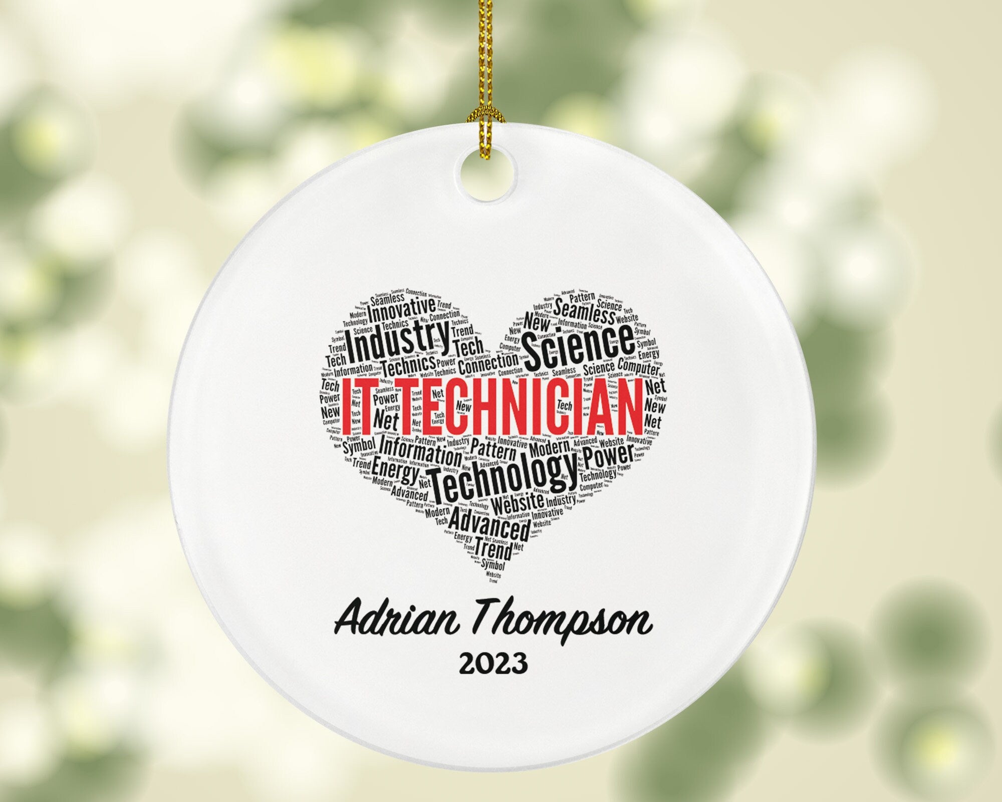IT Technician Christmas Ornament Personalized - Information Technology Engineer Computer Tech Administrator Specialist Employer Boss
