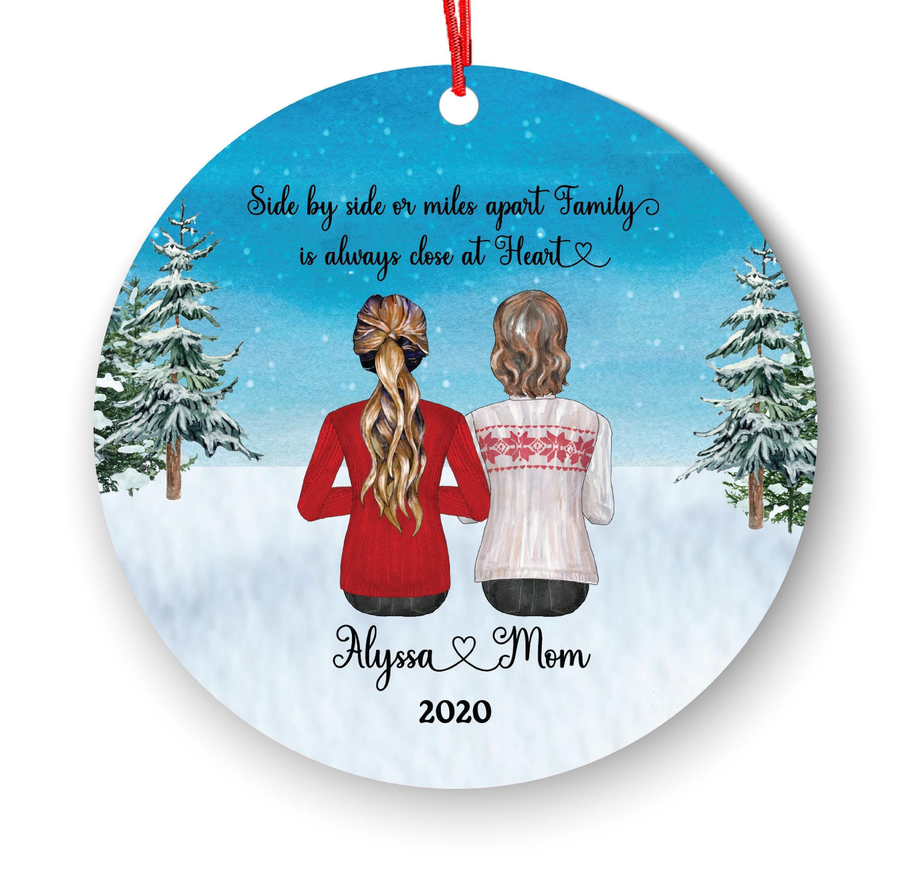 Custom Mom and Daughter Ornament - Personalized Family Christmas Portrait