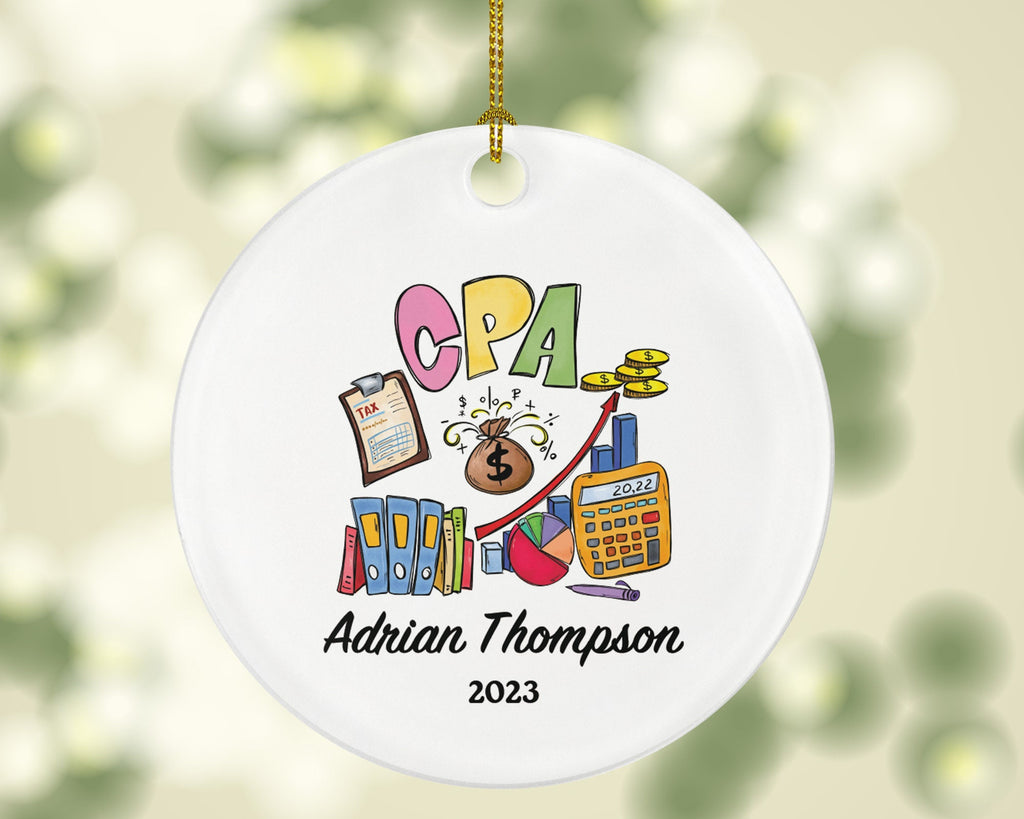 CPA Certified Public Accountant Ornament Personalized - Accounting Christmas Gift for an Accountant Custom Name
