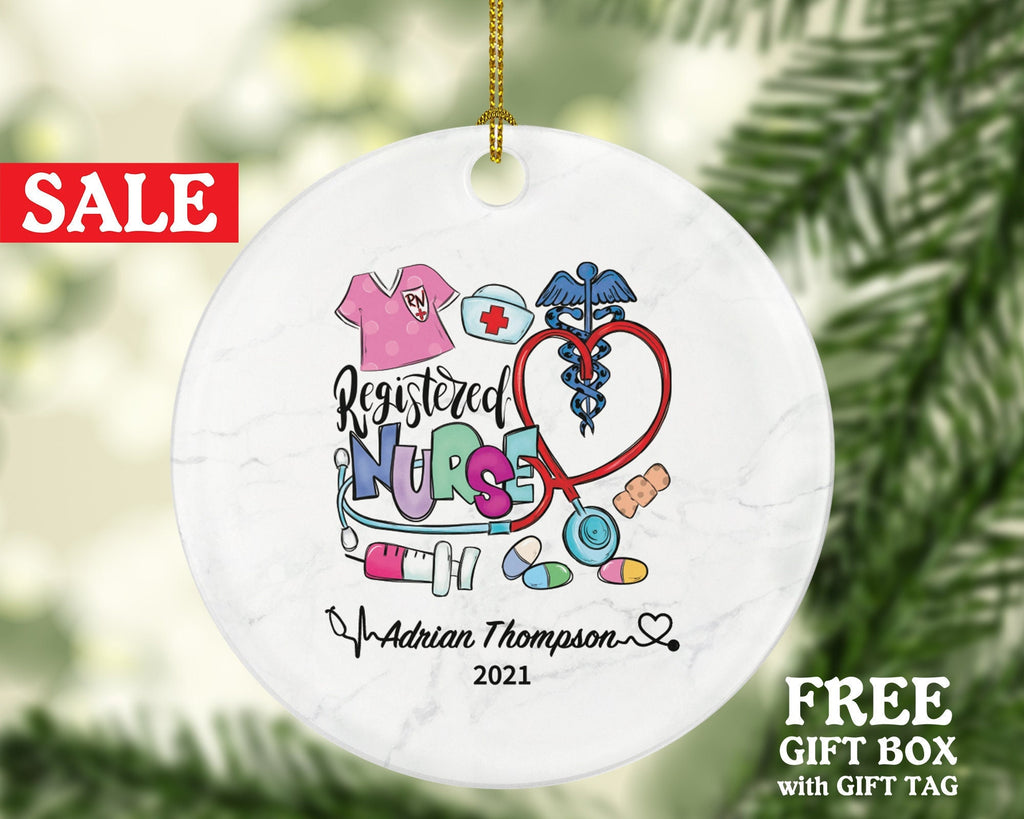 Registered Nurse RN Christmas Ornament Personalized - Nurse Health Worker Gift from Patient for Nurse Custom Medical