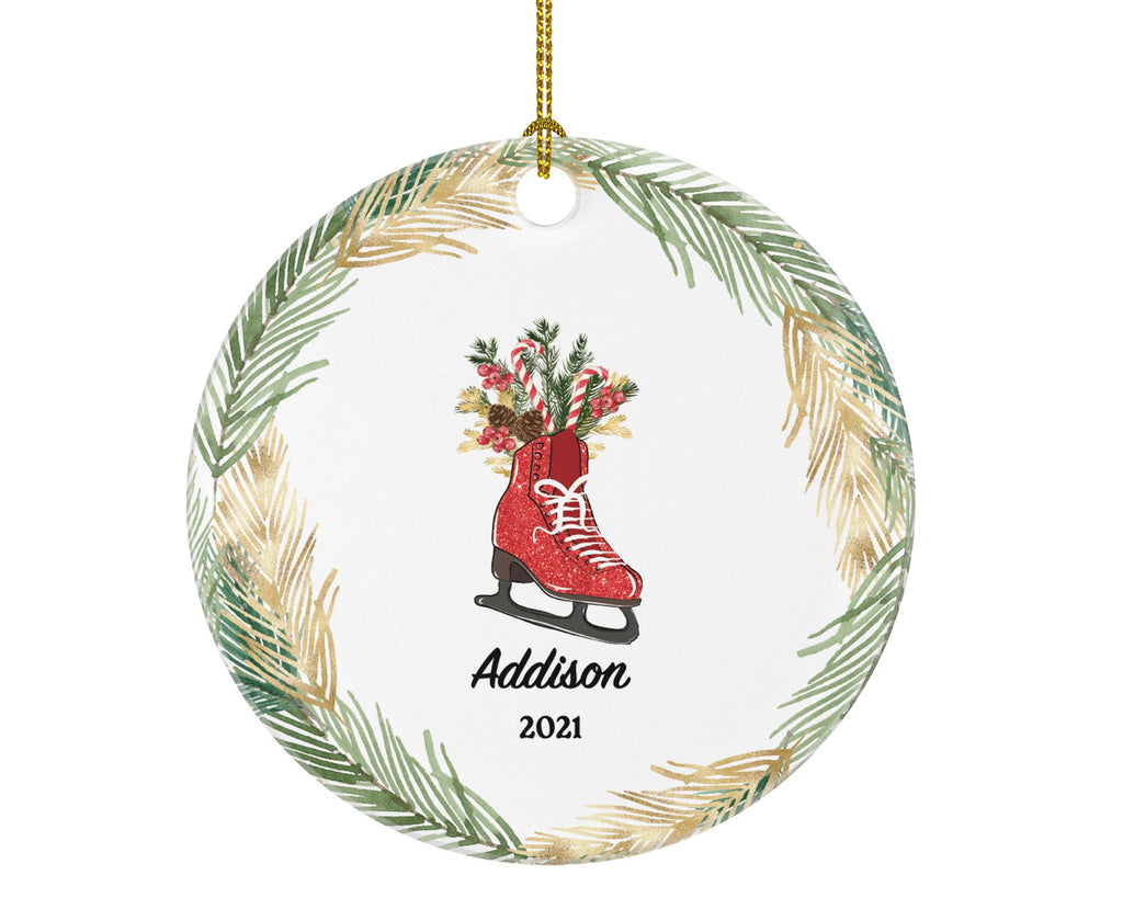 Ice Skates Figure Personalized Christmas Ornament, Ice Figure Skates, Custom Ice Skating Ornament, Personalized Christmas Tree Ornament