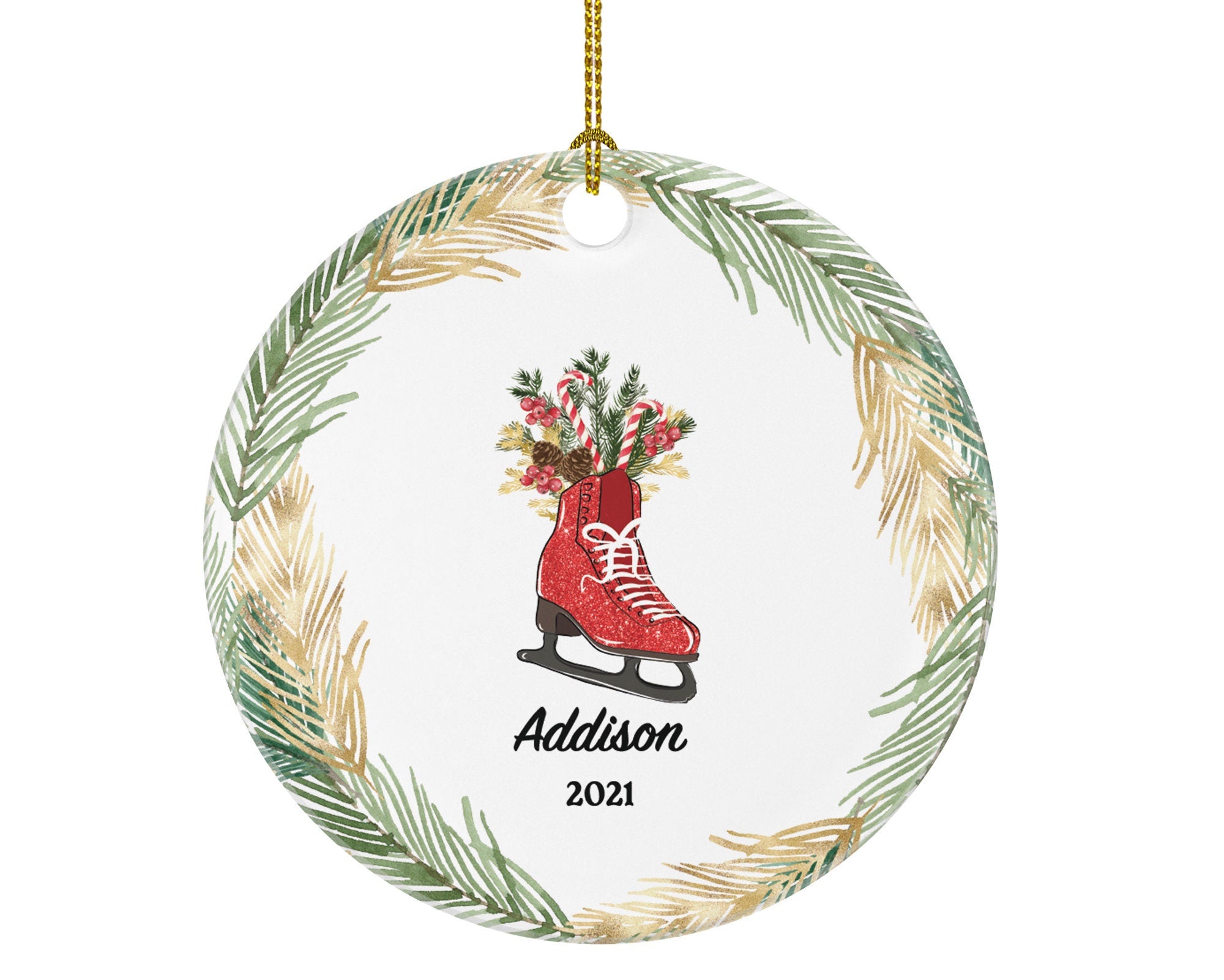 Ice Skates Figure Personalized Christmas Ornament, Ice Figure Skates, Custom Ice Skating Ornament, Personalized Christmas Tree Ornament