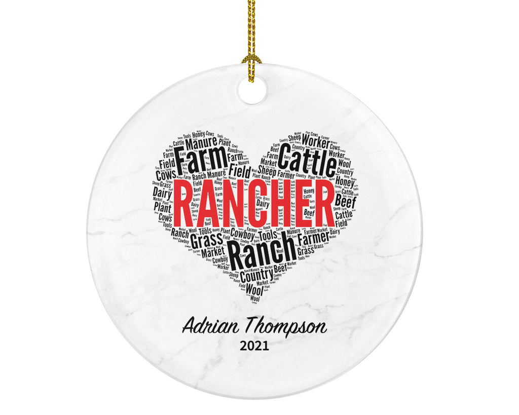 Rancher Christmas Ornament Personalized - Gift Rancher Texas Farm Worker Gift